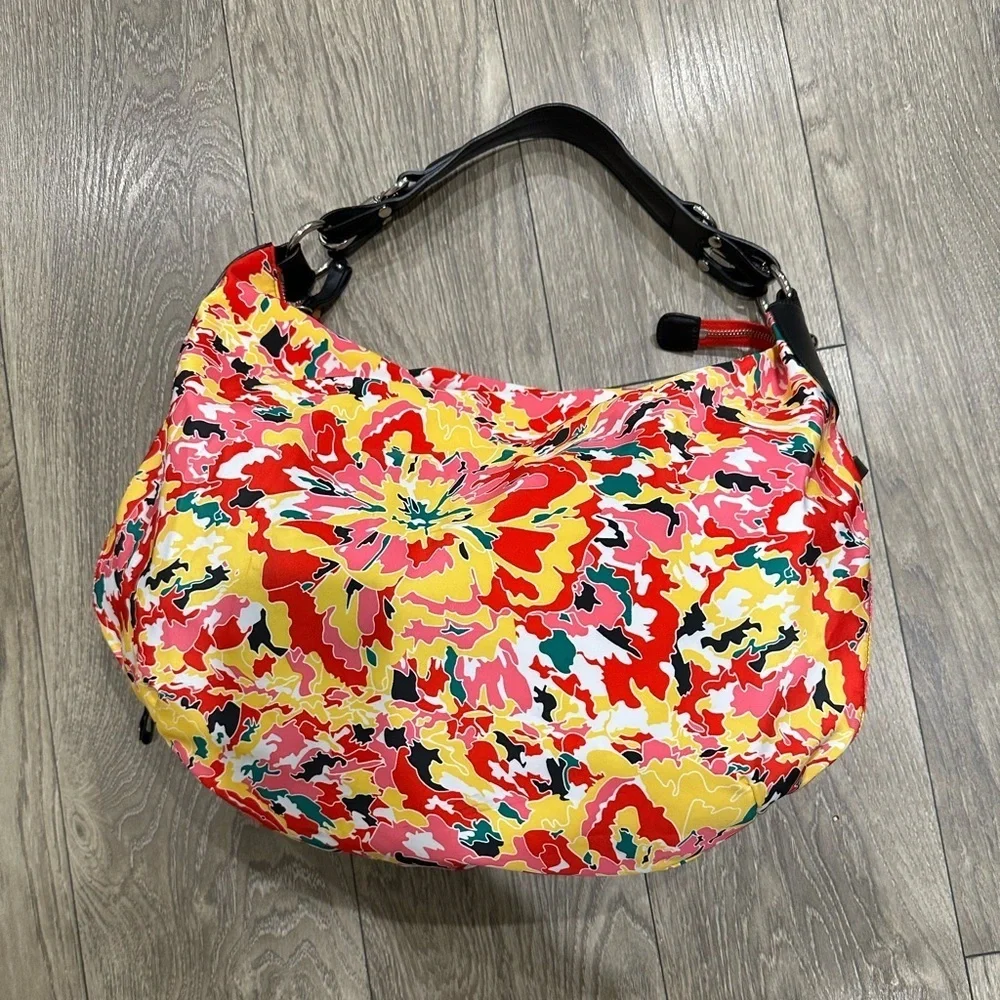 🌸💐Le Tennaur Colorful Bouquet Print Hobo Purse -🌸💐